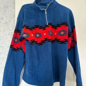 Vintage Wrangler Blue and Red Patterned Woman’s Sweater